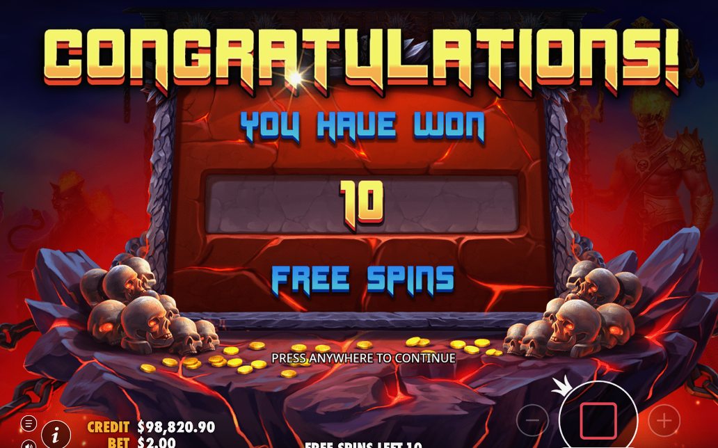 Free Spins grid with spins counter after a retrigger